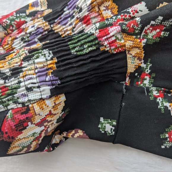 Black Floral Pattern Skater Dress - Picture 7 of 9